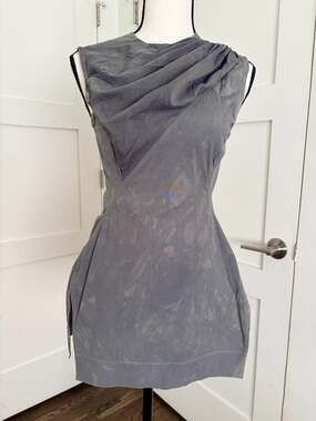 Rick Owens Asymmetrical Cowl Neck Mini Dress in Onyx